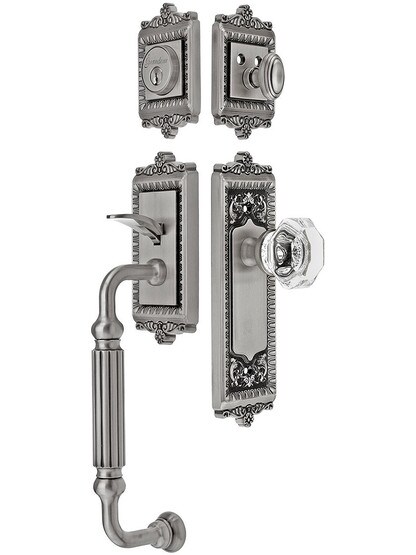 Windsor Entry Lock Set in Antique Pewter Finish with Chambord Knob and